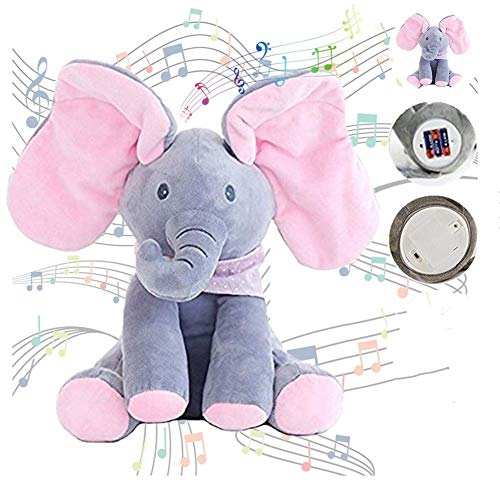 N / A Elefante Juguete Eléctrico Orejas Música Bebé Bebé Niños Animal Escondite Gato Apaciguar Muñeca Elefante Perro Conejo Peluche Rosa Grigio