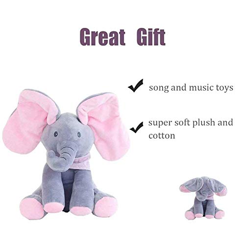 N / A Elefante Juguete Eléctrico Orejas Música Bebé Bebé Niños Animal Escondite Gato Apaciguar Muñeca Elefante Perro Conejo Peluche Rosa Grigio