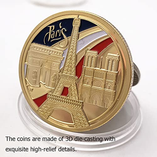 N / B Colección de 10 Paquetes de Monedas artesanales, Moneda Conmemorativa chapada en Oro, Recuerdos, decoración de la casa, Regalos, Francia Notre Dame De Paris Torre Eiffel Memorial