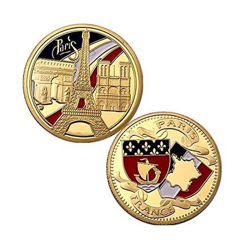 N / B Colección de 10 Paquetes de Monedas artesanales, Moneda Conmemorativa chapada en Oro, Recuerdos, decoración de la casa, Regalos, Francia Notre Dame De Paris Torre Eiffel Memorial