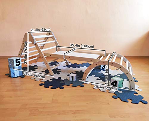 "N/A" Set of Montessori Foldable Pikler Triangle, Sliding Board and Pikler Arch – Wood Climbing Structure for Kids