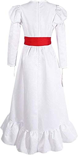 NA ZT Annabelle Cosplay Costume Horror Película Vestido Blanco Vestido de Carnaval de Halloween (Color : S)