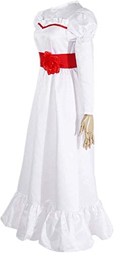 NA ZT Annabelle Cosplay Costume Horror Película Vestido Blanco Vestido de Carnaval de Halloween (Color : S)