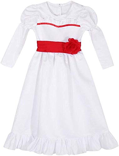 NA ZT Annabelle Cosplay Costume Horror Película Vestido Blanco Vestido de Carnaval de Halloween (Color : S)