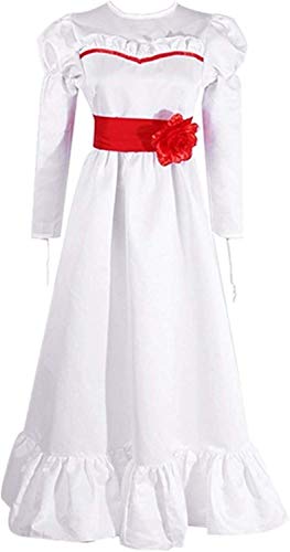 NA ZT Annabelle Cosplay Costume Horror Película Vestido Blanco Vestido de Carnaval de Halloween (Color : S)