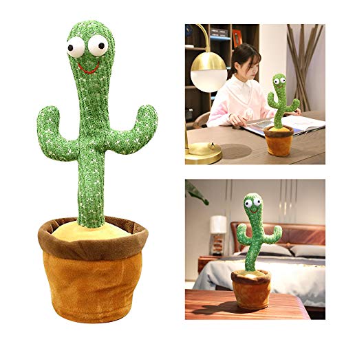 #N/A/a Encantadoras Plantas de Cactus Verdes de Peluche agitar Columpio Baile muñeca Cantante estantería de Mesa Ornamento niños Regalo Fiesta - Batería operado