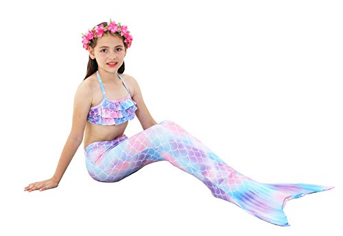 NAITOKE Niñas Cola de Sirena con Bikini para Fiesta de Natación Cosplay,A8,140