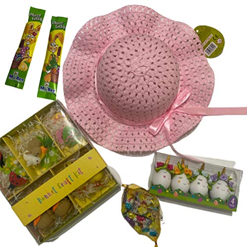 NARAS Haz tu propio kit de gorro de Pascua para niños con huevos decorativos y chocolates – Actividad perfecta para niñas (Multi, Tela)