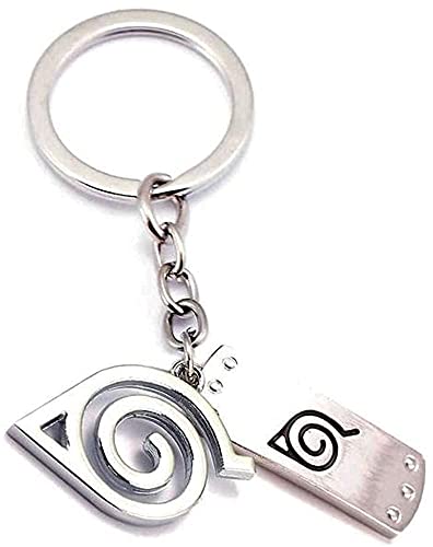 Naruto llavero hoja Konoha pueblo Uzumaki Sasuke Logo Ninja rojo esmalte llavero cadena anillo joyería de anime Llavero de Anime colgante para Cosplay