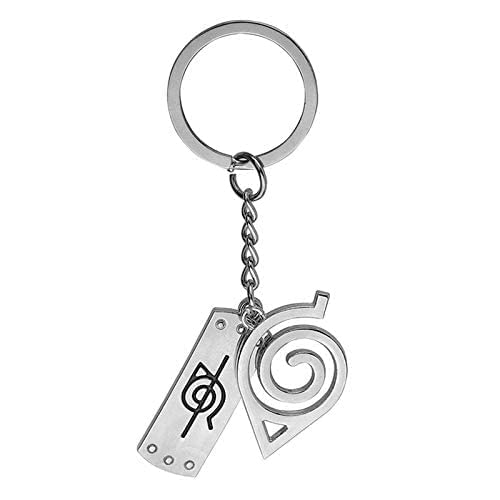 Naruto llavero hoja Konoha pueblo Uzumaki Sasuke Logo Ninja rojo esmalte llavero cadena anillo joyería de anime Llavero de Anime colgante para Cosplay