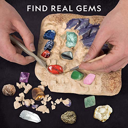 NATIONAL GEOGRAPHIC Mega Gemstone Dig Kit – Dig Up 15 Real Gems with This Excavation Kit, Stem Science Educational Toys Make Great Kids Activities