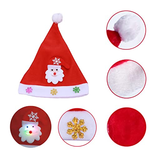 NAUXIU 3 piezas de Gorro de Papá Noel, Gorro de Papá Noel con luces LED, Terciopelo con luz LED de Navidadgorro de Papá Noel