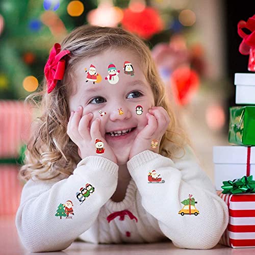 Navidad Tatuajes temporales para niños, Luminoso Pegatina de Navidad Que Brilla en La Oscuridad Pegatina Temporal de Navidad Pegatinas De Tatuaje De Navidad. (Navidad 30)