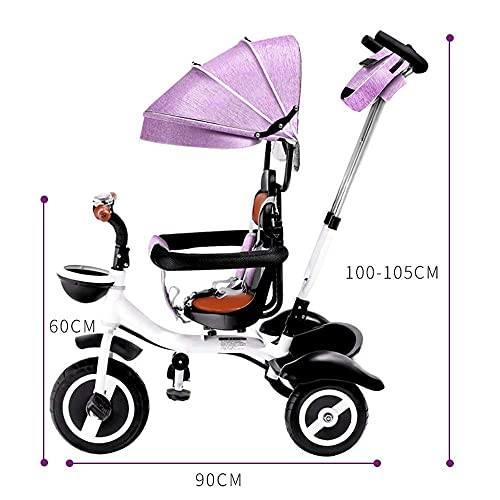 NBgycheche Triciclo Trike Triciclo para bebés - con Mango de Empuje Rueda de Goma Chica niña Juguete toldo 4-en-1 niños Trike Cochecito Steer Stroller Aprender Trike Empuje Trike 9 Meses - 6 años