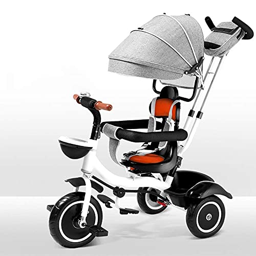 NBgycheche Triciclo Trike Triciclo para bebés - con Mango de Empuje Rueda de Goma Chica niña Juguete toldo 4-en-1 niños Trike Cochecito Steer Stroller Aprender Trike Empuje Trike 9 Meses - 6 años