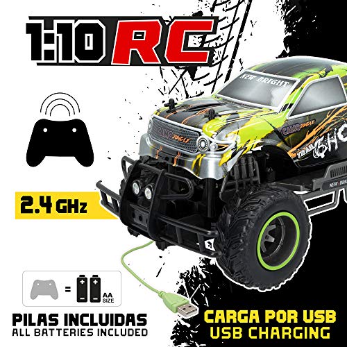 New Bright - Coches teledirigidos, Coche eléctrico para niños, Coches de juguetes, Monster Truck, Coche radiocontrol, Juguetes para niños 6 años, Coches monster truck, RC 4x4 (46566)