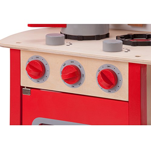 New Classic Toys Toys-11055 Kitchenette - Bon Appetit - Red, Color Rojo (Ref 1055)