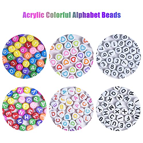 NiceLand 240 Piezas Granos de la Letra de Acrílico Granos Redondos del Alfabeto, el Plastico DIY Beads Bracelet Amor Cuentas en Forma de Corazón Número Cuentas Se USA, para Hacer Collares Y Pulseras