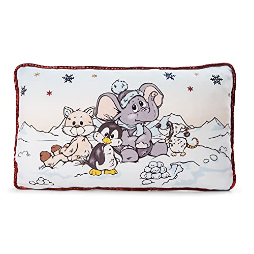 NICI 47293 Cojín de peluche elefante, pingüino, zorro de las nieves – Cojines de animales para niñas, niños y bebés – Suave almohada rectangular de la colección de invierno, 43x25cm, multicolor/gris