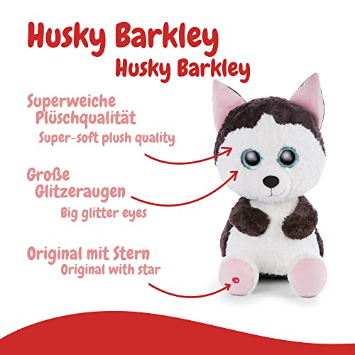 NICI Original – Glubschis del Husky Barkley 45 cm – Huskies Ojos Grandes y Brillantes – Peluches esponjosos para los Amantes de Juguetes tiernos, Color Negro/Blanco (47184)