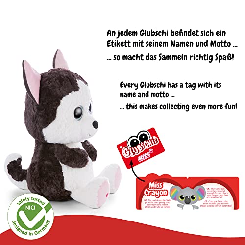 NICI Original – Glubschis del Husky Barkley 45 cm – Huskies Ojos Grandes y Brillantes – Peluches esponjosos para los Amantes de Juguetes tiernos, Color Negro/Blanco (47184)