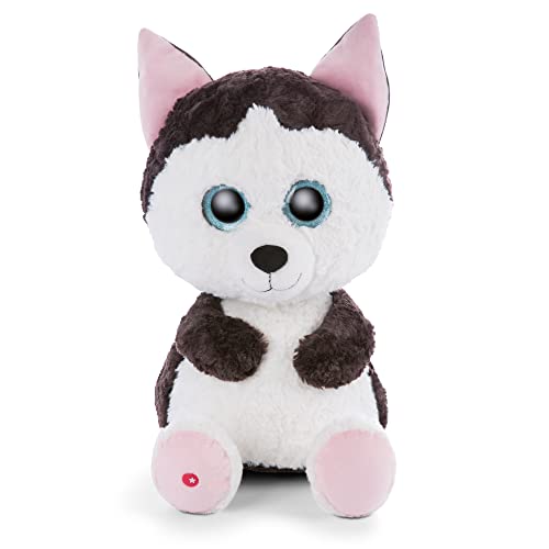 NICI Original – Glubschis del Husky Barkley 45 cm – Huskies Ojos Grandes y Brillantes – Peluches esponjosos para los Amantes de Juguetes tiernos, Color Negro/Blanco (47184)