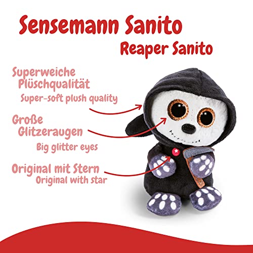 NICI Original – Sanito la Parca Glubschis de Halloween 25 cm – Tierno Juguete con Ojos Grandes y Brillantes – Peluche Esponjoso, Color Negro/Blanco (47549)