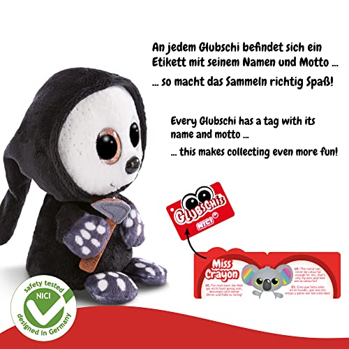 NICI Original – Sanito la Parca Glubschis de Halloween 25 cm – Tierno Juguete con Ojos Grandes y Brillantes – Peluche Esponjoso, Color Negro/Blanco (47549)