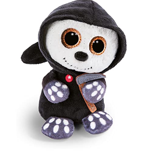 NICI Original – Sanito la Parca Glubschis de Halloween 25 cm – Tierno Juguete con Ojos Grandes y Brillantes – Peluche Esponjoso, Color Negro/Blanco (47549)