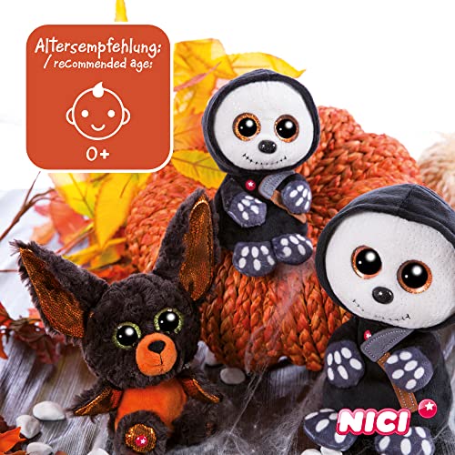 NICI Original – Sanito la Parca Glubschis de Halloween 25 cm – Tierno Juguete con Ojos Grandes y Brillantes – Peluche Esponjoso, Color Negro/Blanco (47549)