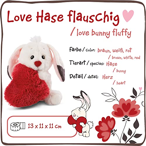 NICI Suave Juguete de Conejo con corazón 13cm – Conejito, niños y bebés – Peluches para abrazar, Jugar y Regalar – Animales Rellenos de la colección Love, Color Blanco/Rojo, 13 cm (47473)