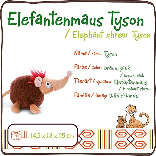 NICI Tyson el ratón Elefante 25cm – Juguetes de Peluche sostenibles, niñas y bebés – Muñeco ecológico para Jugar & abrazar de la colección Wild Friends GO Green, Color marrón y Rosa, 25 cm (47228)