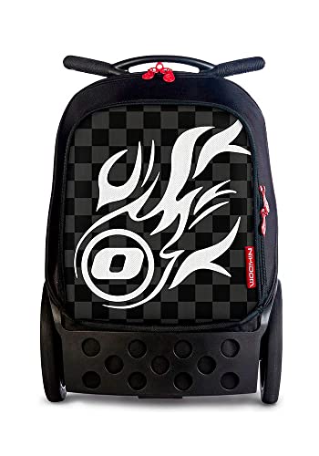 Nikidom - Roller White Fire - Mochila con Ruedas - Medidas 51 x 33 x 21 cm - Capacidad 16 litros - Trolley Escolar - Robusto - Ergonómico - Práctico - Asa Telescópica 3 Alturas - Manillar Push/Pull