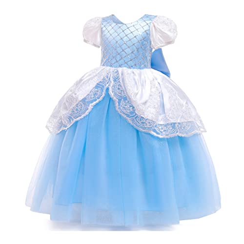 Niña Disfraz de Princesa Ariel de Sirena Traje del Vestido con Mariposas Fuera del Hombro Vestido Largo Carnaval Halloween Cosplay Navidad Cumpleaños Fiesta Costume Azul Sirena 3-4 Años