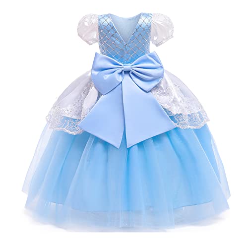 Niña Disfraz de Princesa Ariel de Sirena Traje del Vestido con Mariposas Fuera del Hombro Vestido Largo Carnaval Halloween Cosplay Navidad Cumpleaños Fiesta Costume Azul Sirena 3-4 Años