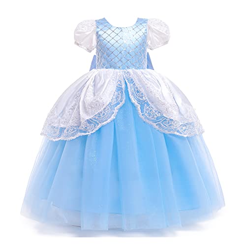 Niña Disfraz de Princesa Ariel de Sirena Traje del Vestido con Mariposas Fuera del Hombro Vestido Largo Carnaval Halloween Cosplay Navidad Cumpleaños Fiesta Costume Azul Sirena 3-4 Años