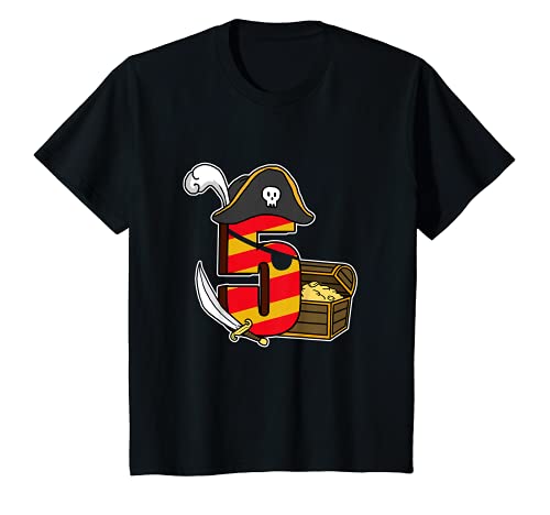 Niños 5 Años Chico Regalo Pirata Disfraz 5º Cumpleaños Camiseta