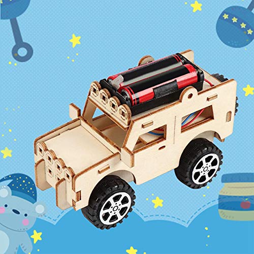 Niños Niños Modelo de Jeep eléctrico DIY Experimento físico Juguete Kit de regalo educativo temprano Modelo de Jeep de madera Coche Experimento científico Juguete para regalos Presente Niños adolescen