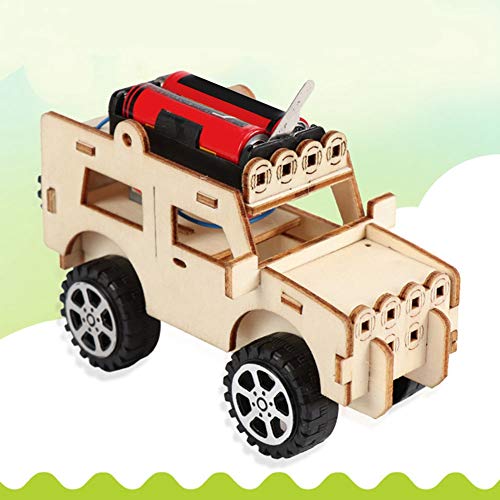 Niños Niños Modelo de Jeep eléctrico DIY Experimento físico Juguete Kit de regalo educativo temprano Modelo de Jeep de madera Coche Experimento científico Juguete para regalos Presente Niños adolescen