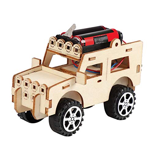 Niños Niños Modelo de Jeep eléctrico DIY Experimento físico Juguete Kit de regalo educativo temprano Modelo de Jeep de madera Coche Experimento científico Juguete para regalos Presente Niños adolescen