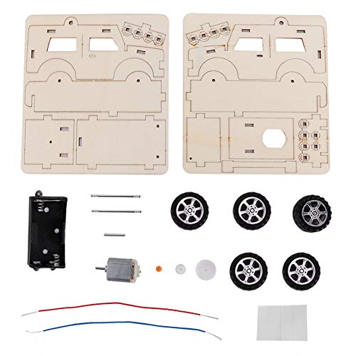 Niños Niños Modelo de Jeep eléctrico DIY Experimento físico Juguete Kit de regalo educativo temprano Modelo de Jeep de madera Coche Experimento científico Juguete para regalos Presente Niños adolescen