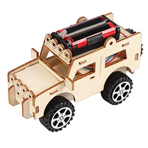 Niños Niños Modelo de Jeep eléctrico DIY Experimento físico Juguete Kit de regalo educativo temprano Modelo de Jeep de madera Coche Experimento científico Juguete para regalos Presente Niños adolescen