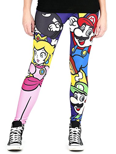 Nintendo Super Mario Bros - Leggings de los Personajes - pantalón de Mujer con Yoshi, Princesa Peach, un Goomba, Bill Bala, Luigi y Boo, del Videojuego XL