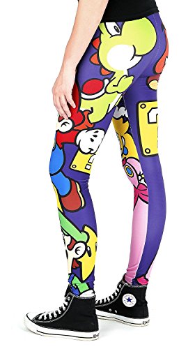 Nintendo Super Mario Bros - Leggings de los Personajes - pantalón de Mujer con Yoshi, Princesa Peach, un Goomba, Bill Bala, Luigi y Boo, del Videojuego XL