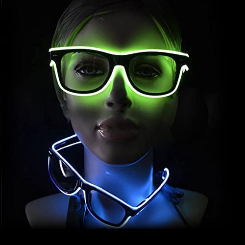 NIWWIN Neon Rave El Wire LED LED enciende las gafas de sol gafas de sol para el club nocturno salvaje rave party EDM Halloween Crazy Fiestas Fiesta clara con LED (G)