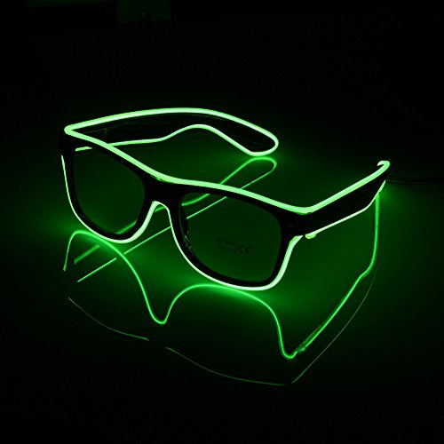 NIWWIN Neon Rave El Wire LED LED enciende las gafas de sol gafas de sol para el club nocturno salvaje rave party EDM Halloween Crazy Fiestas Fiesta clara con LED (G)