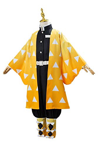 NoryNick Agatsuma Zenitsu - Disfraz de uniforme de Halloween para carnaval, altura de 120 cm a 150 cm, amarillo, L