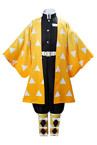 NoryNick Agatsuma Zenitsu - Disfraz de uniforme de Halloween para carnaval, altura de 120 cm a 150 cm, amarillo, L