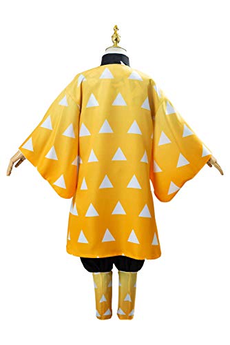 NoryNick Agatsuma Zenitsu - Disfraz de uniforme de Halloween para carnaval, altura de 120 cm a 150 cm, amarillo, L