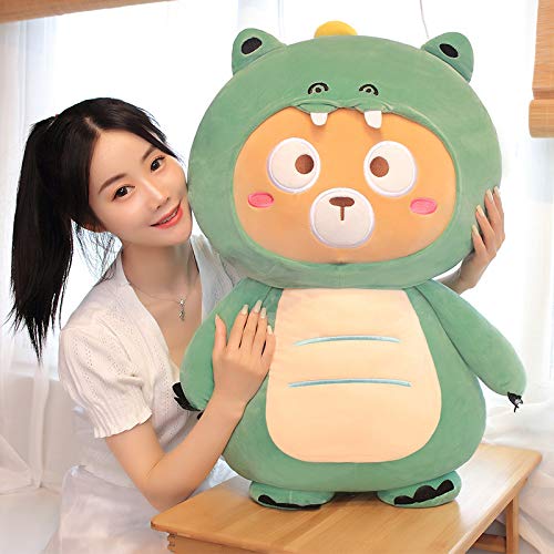 NOVELOVE Animal Convertido en un Dinosaurio Almohada muñeca muñeca de Juguete de Peluche muñeca travesti decoración de la habitación 30cm Oso Pardo